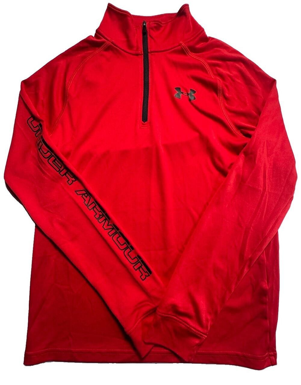 Under Armour HeatGear Boys YLG Red 1/4 Zip Pullover Long Sleeve Athletic Shirt